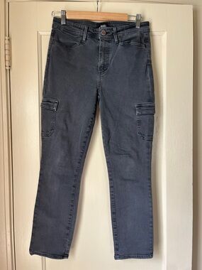 PAIGE Dark Gray Ankle Cargo Jeans